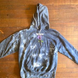 BROKEN PROMISES Thornless Grey Wash Hoodie